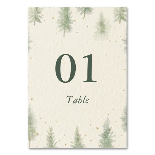 Rustic Mountain Forest Watercolor Wedding Table  Kaart (Voorkant)