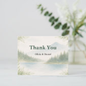 Rustic Mountain Forest Watercolor Wedding Thanks Bedankkaart (Staand voorkant)