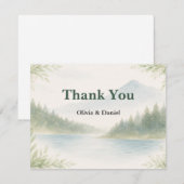 Rustic Mountain Forest Watercolor Wedding Thanks Bedankkaart (Voorkant / Achterkant)