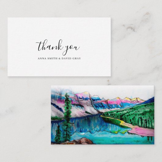 Rustic Mountain Forest Waterverf Thankyou Kaart (Voorkant / Achterkant)