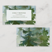 Rustic Mountain Forest Waterverf website RSVP Informatiekaartje (Voorkant / Achterkant)
