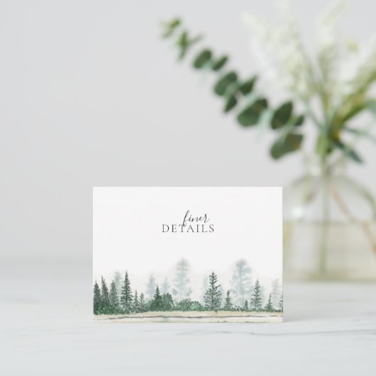Rustic Mountain Forest Waterverf Wedding Informatiekaartje (Staand voorkant)