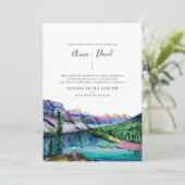 Rustic Mountain Forest Waterverf Wedding Kaart (Staand voorkant)