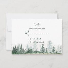Rustic Mountain Forest Waterverf Wedding RSVP Kaartje