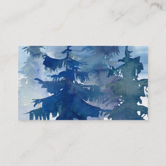 Rustic Mountain Forest Waterverf Wedding Website Informatiekaartje (Achterkant)