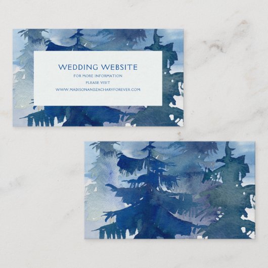 Rustic Mountain Forest Waterverf Wedding Website Informatiekaartje (Voorkant / Achterkant)