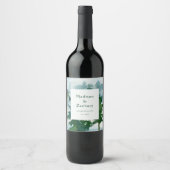 Rustic Mountain Forest Waterverf Wedding Wijn Etiket (Voorkant)