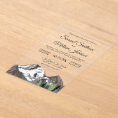 Rustic Mountain Forest Wedding Acryl Uitnodigingen (Laagn)