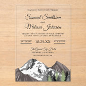 Rustic Mountain Forest Wedding Acryl Uitnodigingen (Voorkant)