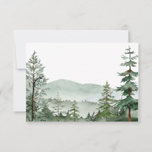 Rustic Mountain Forest Wedding QR-code RSVP Kaartje (Achterkant)