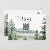 Rustic Mountain Forest Wedding QR-code RSVP Kaartje (Voorkant / Achterkant)
