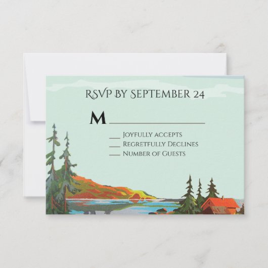 Rustic Mountain Forest Wedding response cards RSVP (Voorkant)