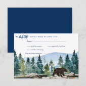 Rustic Mountain Forest Wedding RSVP Aankondiging (Voorkant / Achterkant)