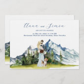 Rustic Mountain geïllustreerde bruiloft Kaart (Voorkant / Achterkant)