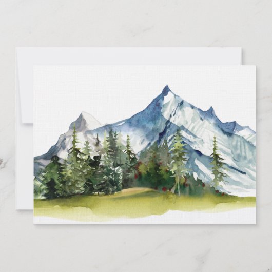 Rustic Mountain geïllustreerde bruiloft Kaart (Achterkant)