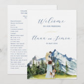 Rustic Mountain geïllustreerde bruiloft Kaart (Voorkant / Achterkant)