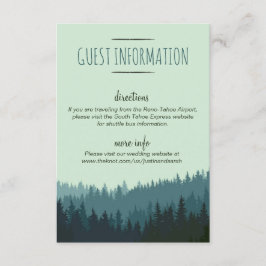 Rustic Mountain Guest-kaart in blauw en groen Informatiekaartje
