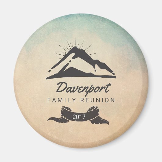 Rustic Mountain Illustration Family Reunion Magneet (Voorkant)