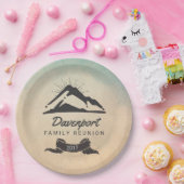 Rustic Mountain Illustration Family Reunion Papieren Bordje (Feest)