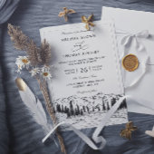 Rustic Mountain Lake Forest Budget QR Code Wedding Kaart