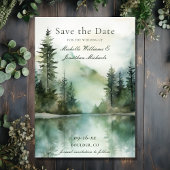Rustic Mountain Lake Forest Fotobruiloft Save The Date