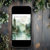 Rustic Mountain Lake Forest Fotobruiloft Save The Date