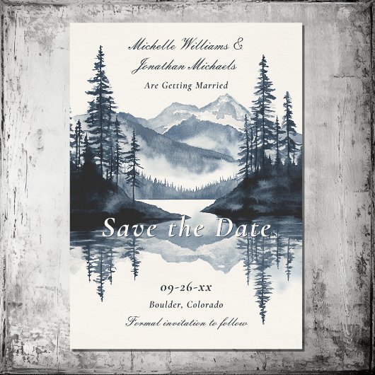 Rustic Mountain Lake | Forest Photo Wedding Save The Date