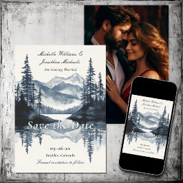 Rustic Mountain Lake | Forest Photo Wedding Save The Date