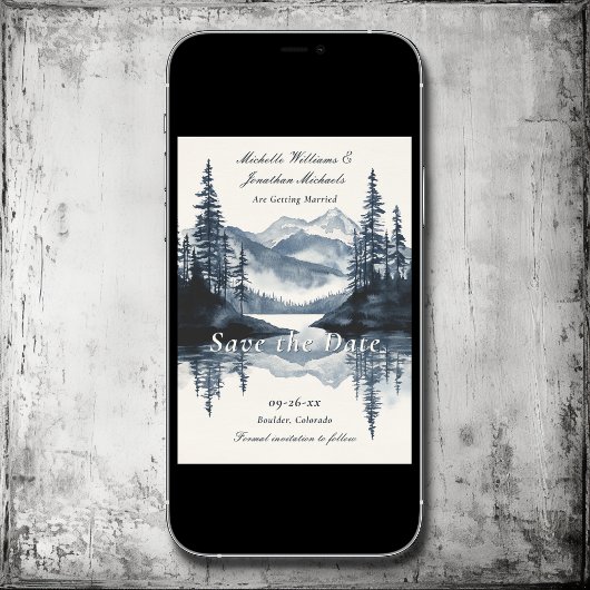 Rustic Mountain Lake | Forest Photo Wedding Save The Date