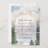 Rustic Mountain Lake huwelijksuitnodiging Kaart (Voorkant)
