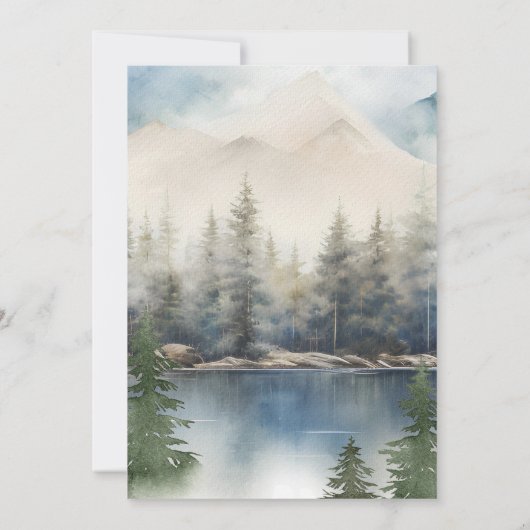 Rustic Mountain Lake huwelijksuitnodiging Kaart (Achterkant)