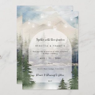 Rustic Mountain Lake huwelijksuitnodiging Kaart