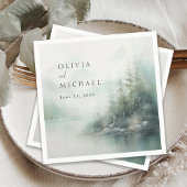 Rustic Mountain Lake Misty Pines Modern Wedding Servet