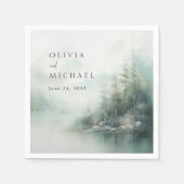 Rustic Mountain Lake Misty Pines Modern Wedding Servet (Voorkant)