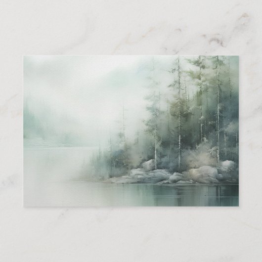 Rustic Mountain Lake Misty Pines Wedding Details Informatiekaartje (Achterkant)