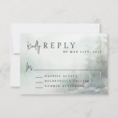 Rustic Mountain Lake Modern Wedding RSVP Kaartje (Voorkant)