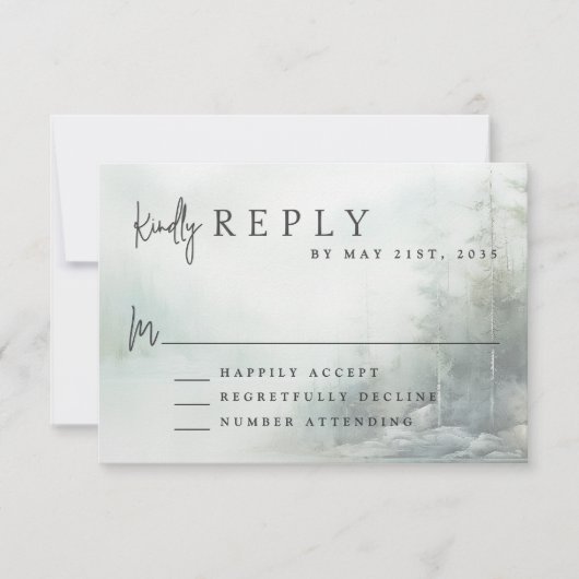 Rustic Mountain Lake Modern Wedding RSVP Kaartje (Voorkant)