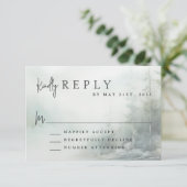 Rustic Mountain Lake Modern Wedding RSVP Kaartje (Staand voorkant)