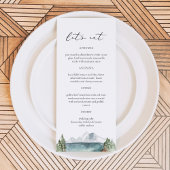 Rustic Mountain Lake Pine Tree Menu Kaarten