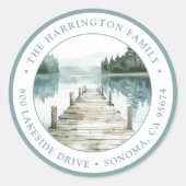 Rustic Mountain Lake Retour Adres Envelope Seal Ronde Sticker (Voorkant)