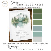 Rustic Mountain Lake Scene Watercolor Wedding Kaart