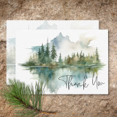 Rustic Mountain Lake Scene Waterverf bruiloft Bedankkaart