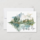 Rustic Mountain Lake Scene Waterverf bruiloft Bedankkaart (Voorkant)
