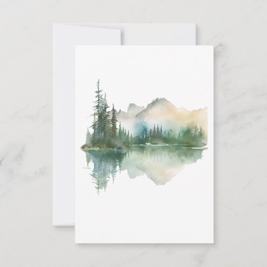 Rustic Mountain Lake Scene Waterverf bruiloft Save The Date (Achterkant)