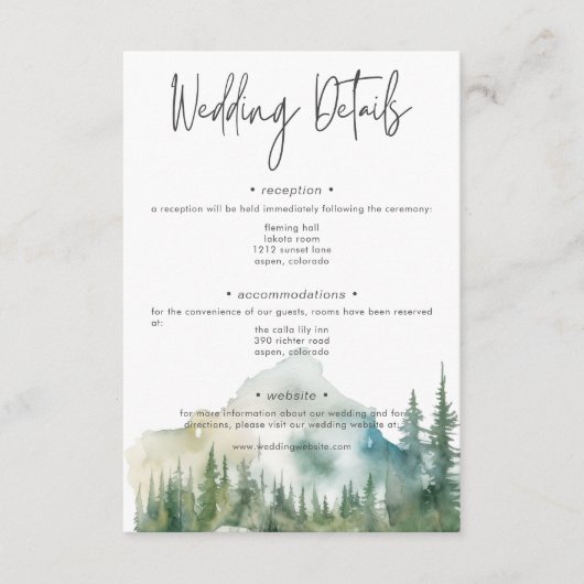 Rustic Mountain Lake Scene Waterverf Details Informatiekaartje (Voorkant)