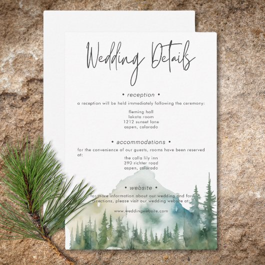 Rustic Mountain Lake Scene Waterverf Details Informatiekaartje