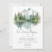 Rustic Mountain Lake Scene Waterverf tweezijdig Kaart (Voorkant)