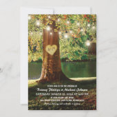Rustic Mountain Lake Twinkle Lights Wedding Kaart (Voorkant)