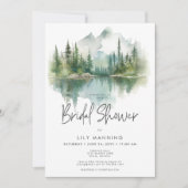 Rustic Mountain Lake Waterverf Vrijgezellenfeest Kaart (Voorkant)