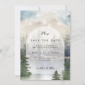 Rustic Mountain Lake Wedding Bewaar de datumkaart Bedankkaart (Voorkant)